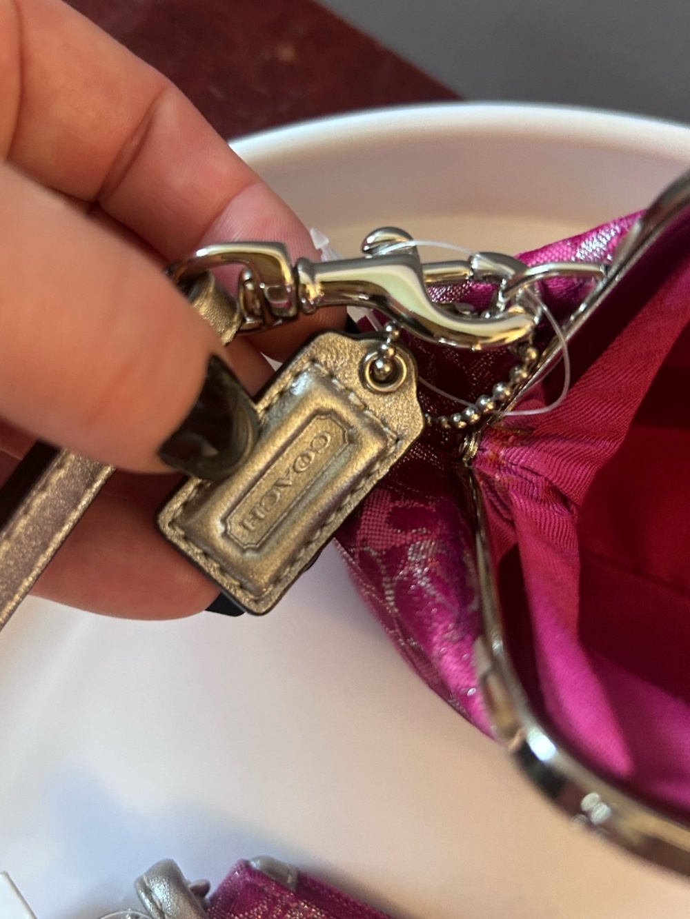 NWT Coach Raspberry Lurex Wristlet and Kisslock Pouch Duo - Picture 4 of 7